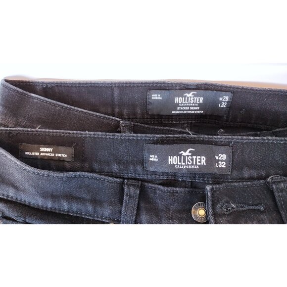 Lot of 2 Hollister Stacked Skinny Jeans Men W29 L32 Advanced Stretch Black Denim - Picture 2 of 8